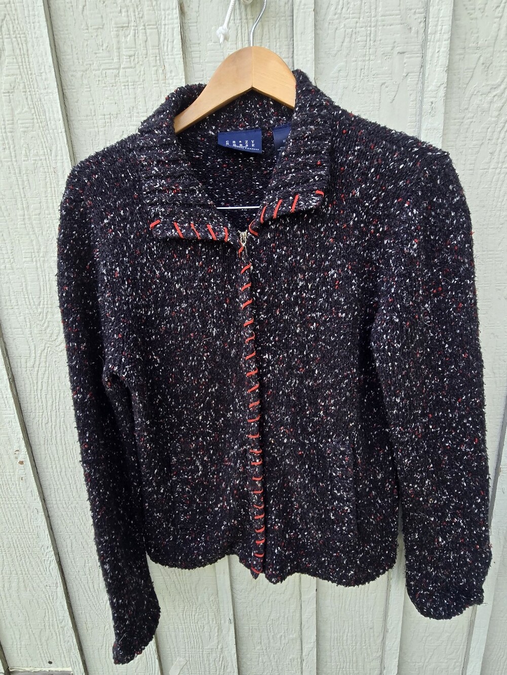 Crazy Horse a Liz Claiborne Company Speckled Knit Zip Cardigan Jacket